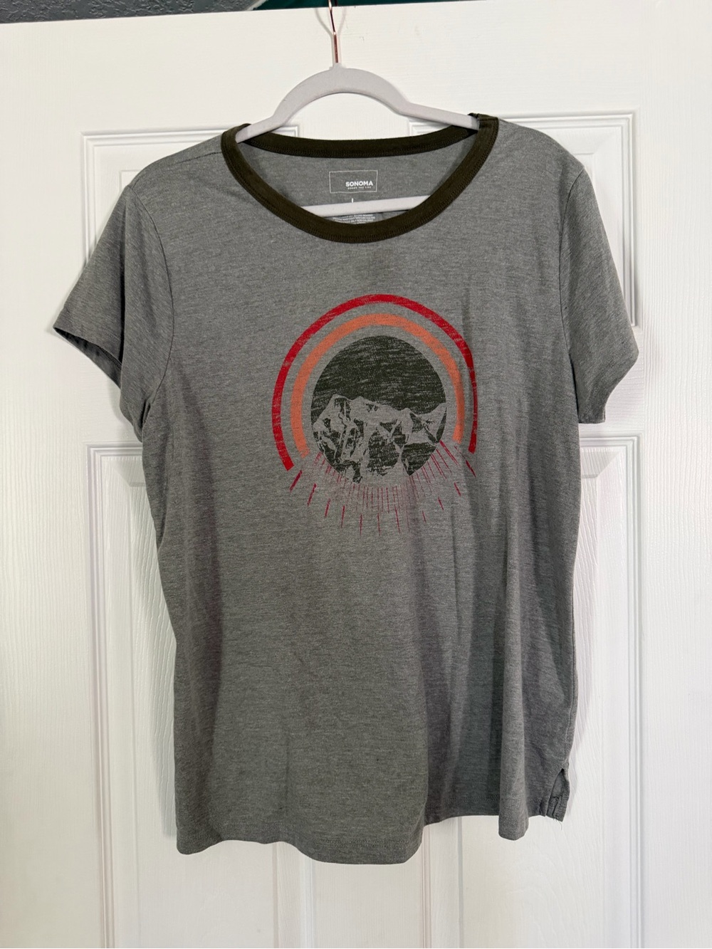 Sonoma Heather Gray Tee with Olive Green Rib